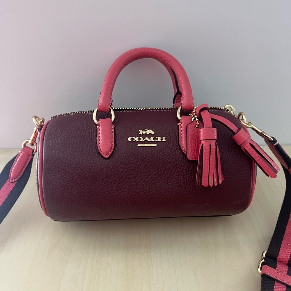 NWT COACH CB876 LACEY CROSSBODY LEATHER SHOULDER BAG GOLD/WINE MULTI - Picture 1 of 10
